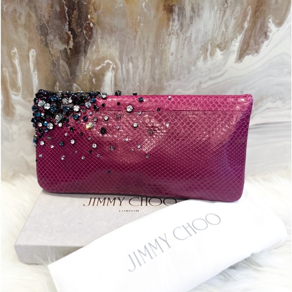 STUNNING! Jimmy Choo Python Crystal Dipped Clutch - Picture 5 of 8